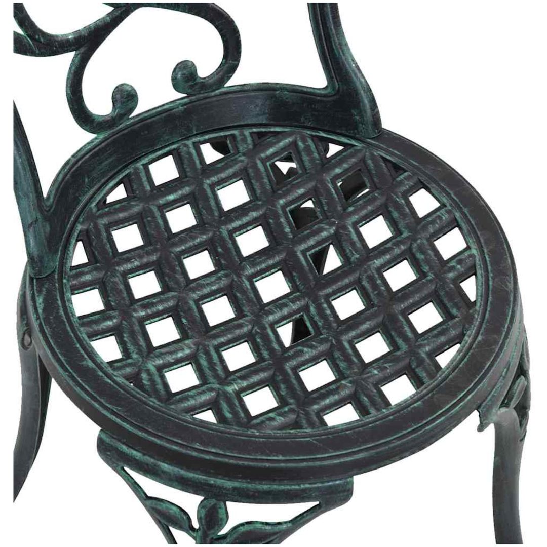 3-delars trädgårdsbistro-set Grön Gjutjärn vidaXL 53 x 53 x 70,5 cm, 44 x 41 x 87 cm – bild 11