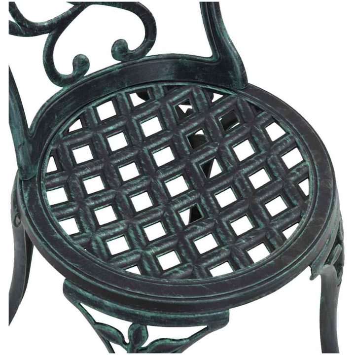 3-delars trädgårdsbistro-set Grön Gjutjärn vidaXL 53 x 53 x 70,5 cm, 44 x 41 x 87 cm – bild 11