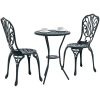 3-delars trädgårdsbistro-set Grön Gjutjärn vidaXL 53 x 53 x 70,5 cm, 44 x 41 x 87 cm – miniatyr 3