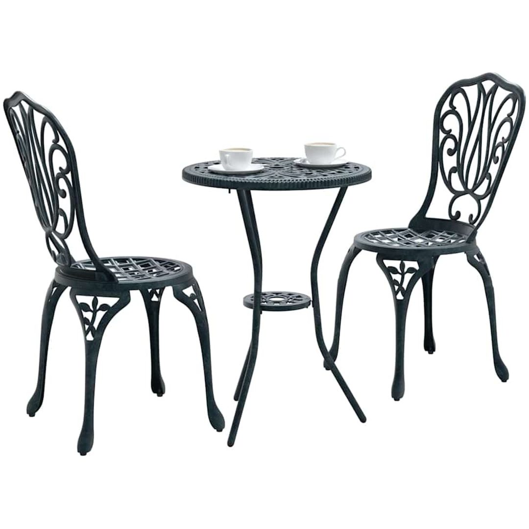 3-delars trädgårdsbistro-set Grön Gjutjärn vidaXL 53 x 53 x 70,5 cm, 44 x 41 x 87 cm – bild 3