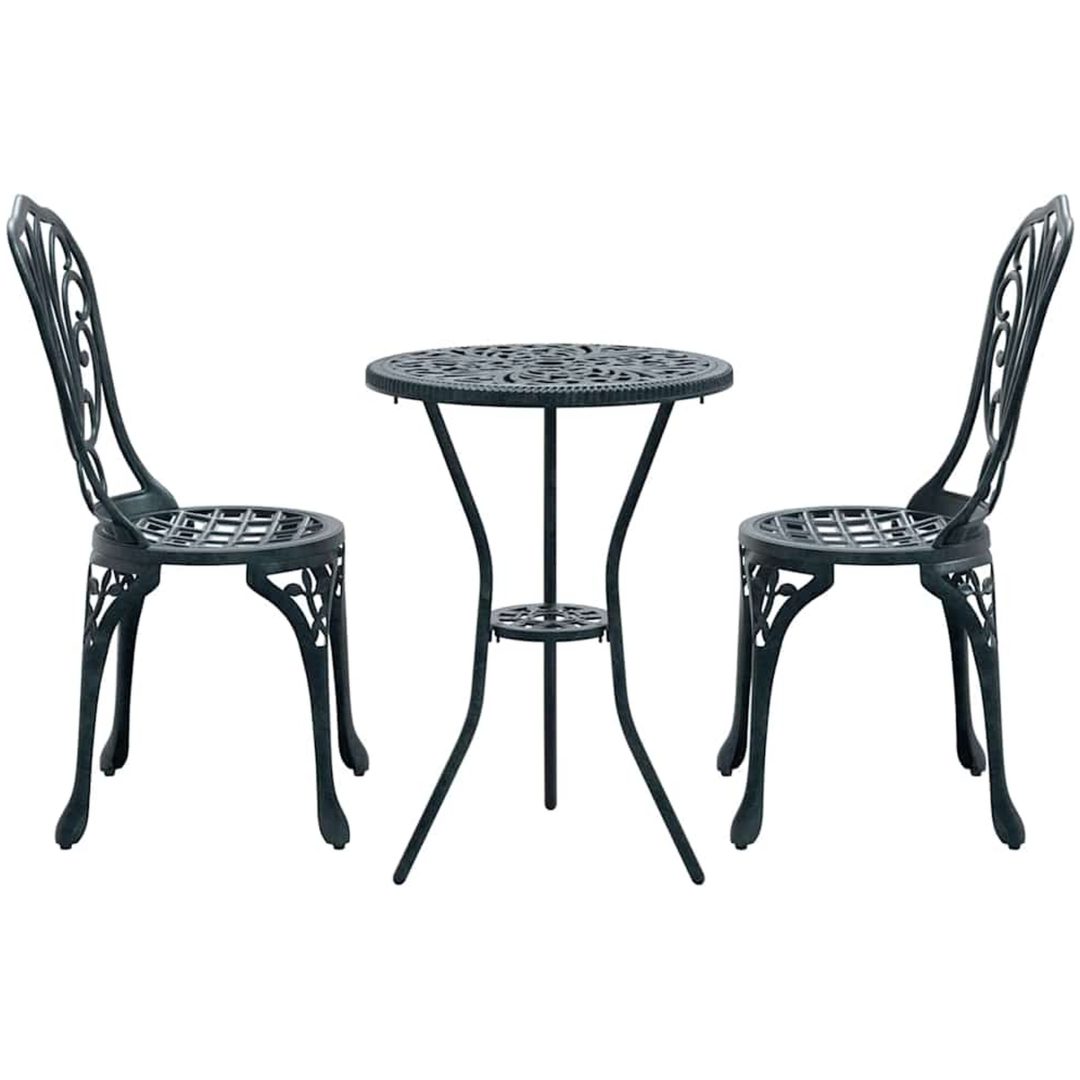 3-delars trädgårdsbistro-set Grön Gjutjärn vidaXL 53 x 53 x 70,5 cm, 44 x 41 x 87 cm – bild 6