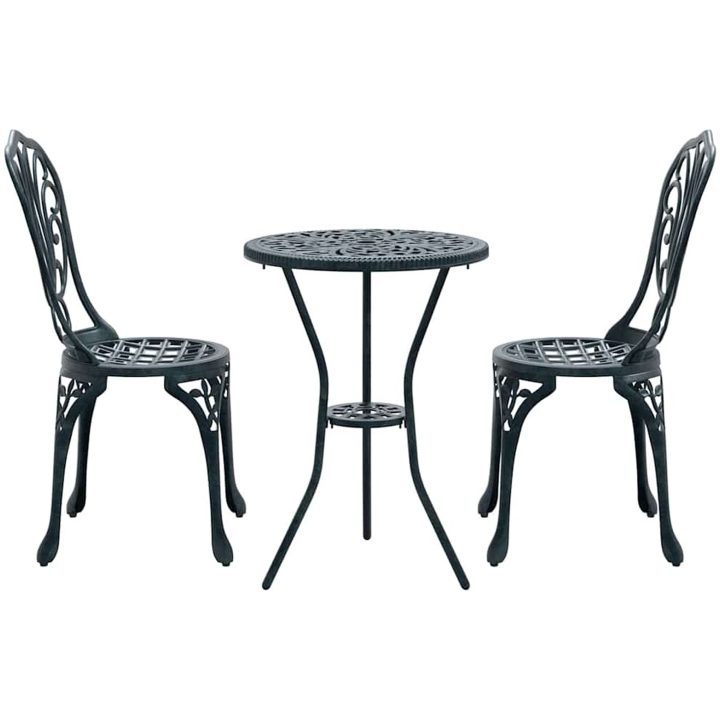 3-delars trädgårdsbistro-set Grön Gjutjärn vidaXL 53 x 53 x 70,5 cm, 44 x 41 x 87 cm – bild 6