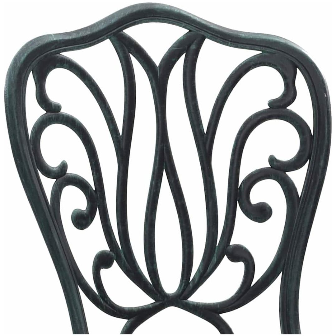 3-delars trädgårdsbistro-set Grön Gjutjärn vidaXL 53 x 53 x 70,5 cm, 44 x 41 x 87 cm – bild 9