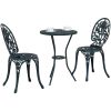 3-delars trädgårdsbistro set i grön gjuten aluminium vidaXL Liten – miniatyr 3