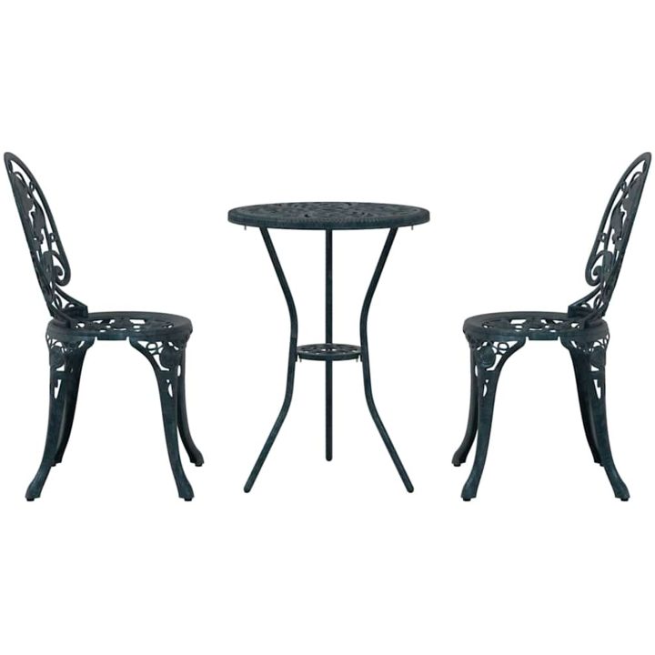3-delars trädgårdsbistro set i grön gjuten aluminium vidaXL Liten – bild 6
