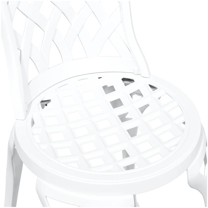 3-delars trädgårdsbistro set i vit gjuten aluminium vidaXL Standard – bild 11