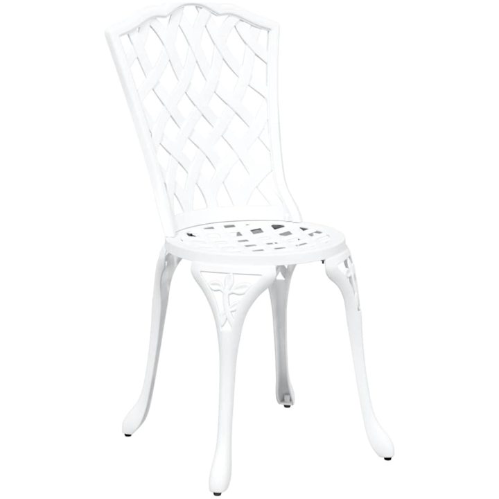 3-delars trädgårdsbistro set i vit gjuten aluminium vidaXL Standard – bild 4