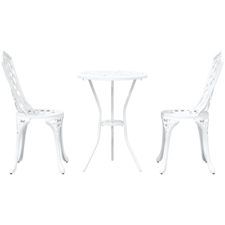 3-delars trädgårdsbistro set i vit gjuten aluminium vidaXL Standard – bild 6
