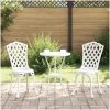 3-delars trädgårdsbistro set i vit gjuten aluminium vidaXL Standard – miniatyr 1