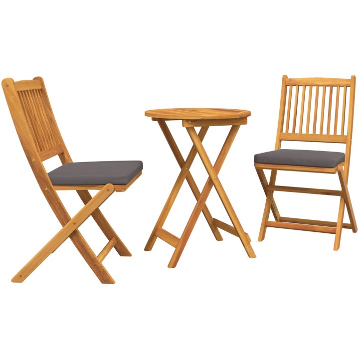 3-delars trädgårdsbistro set - Solid akaciaträ vidaXL Liten – bild 2