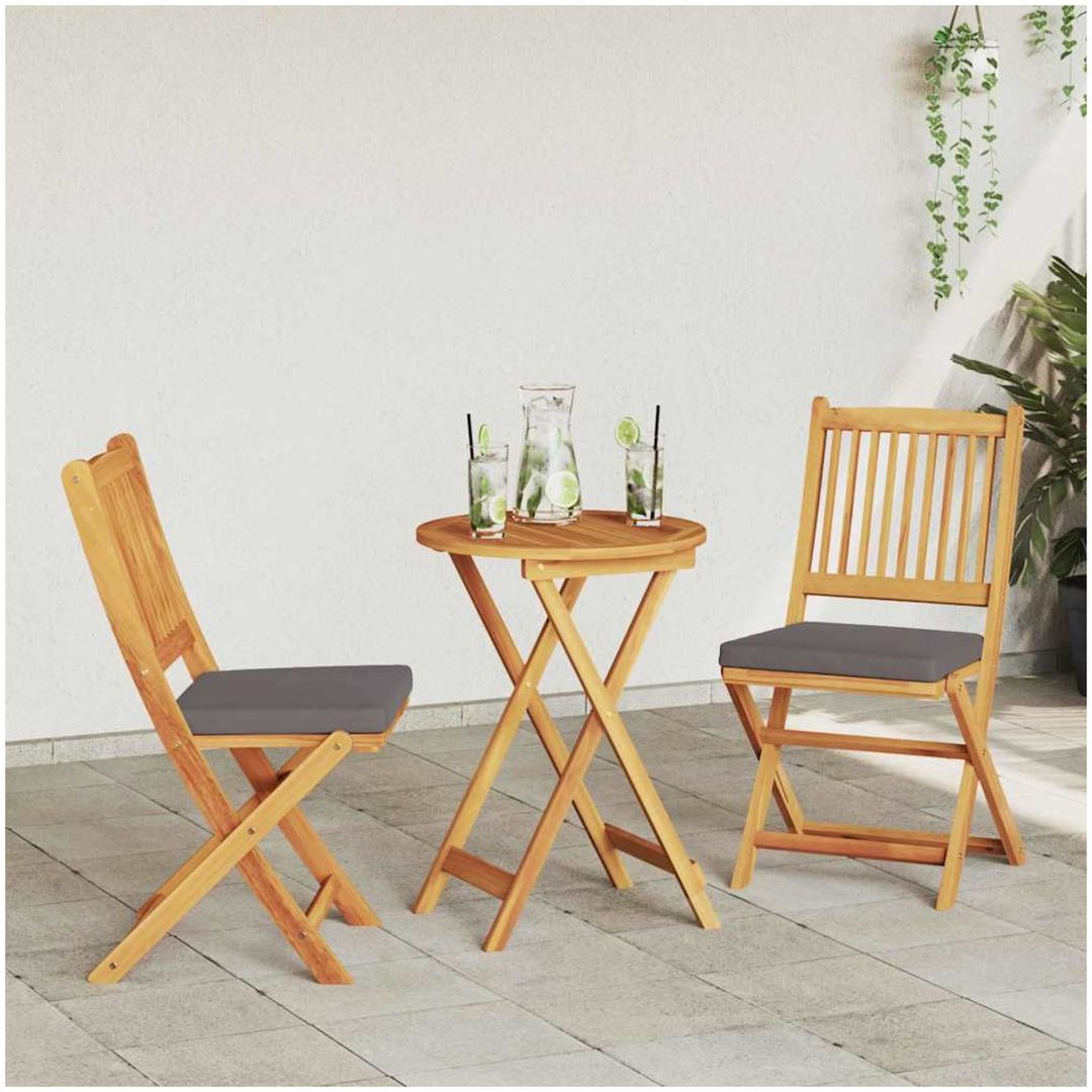 3-delars trädgårdsbistro set - Solid akaciaträ vidaXL Liten – bild 4
