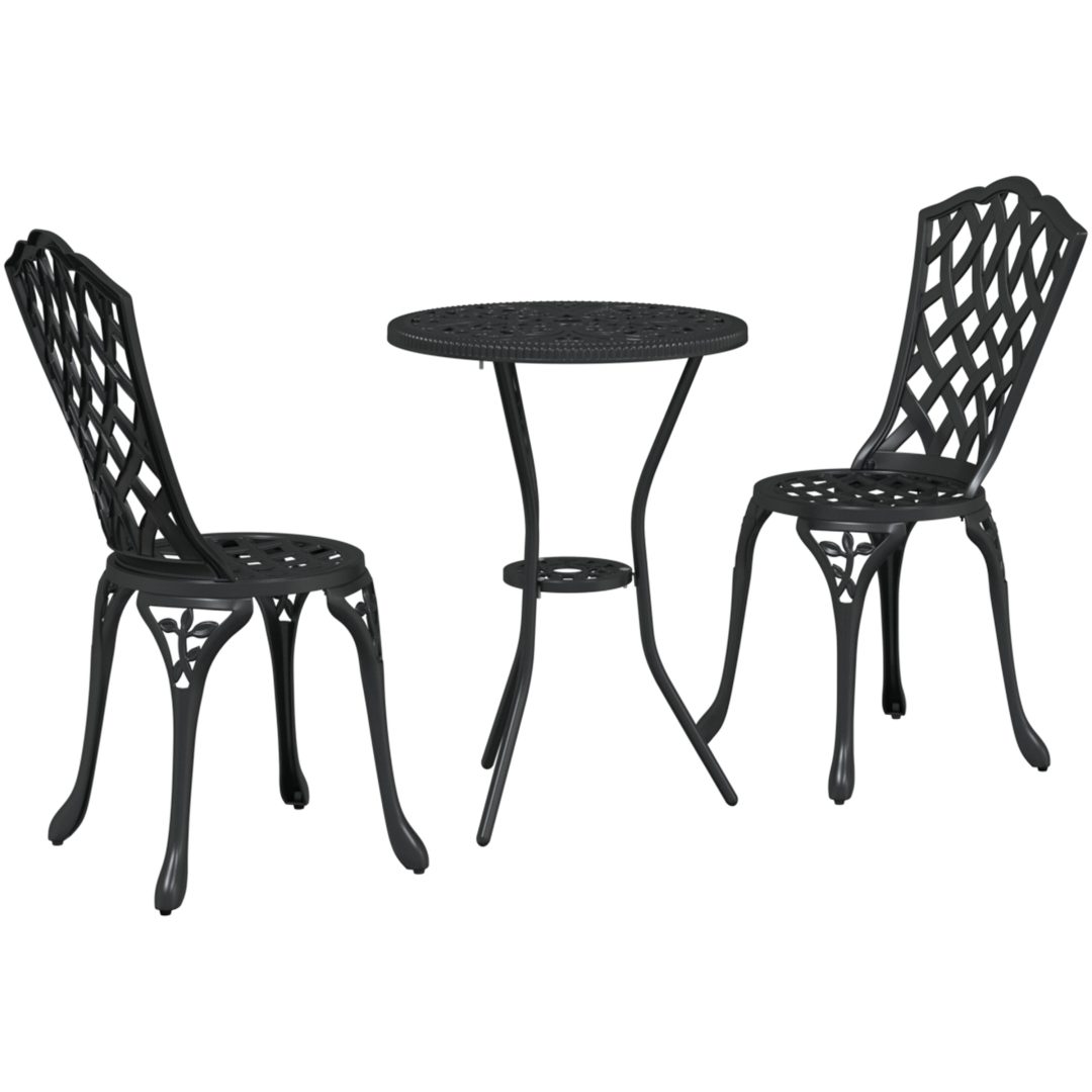 3-delars Trädgårdsbistro Set Svart Gjutjärn vidaXL 53 x 53 x 70.5 cm, 39 x 40 x 87 cm – bild 2