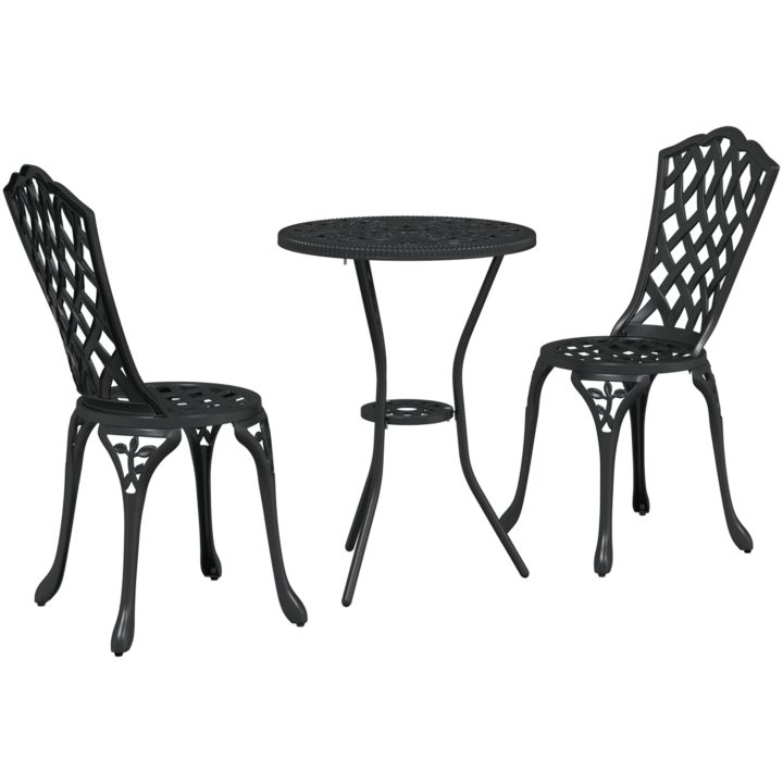 3-delars Trädgårdsbistro Set Svart Gjutjärn vidaXL 53 x 53 x 70.5 cm, 39 x 40 x 87 cm – bild 2