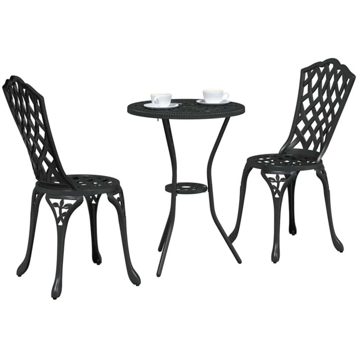 3-delars Trädgårdsbistro Set Svart Gjutjärn vidaXL 53 x 53 x 70.5 cm, 39 x 40 x 87 cm – bild 3