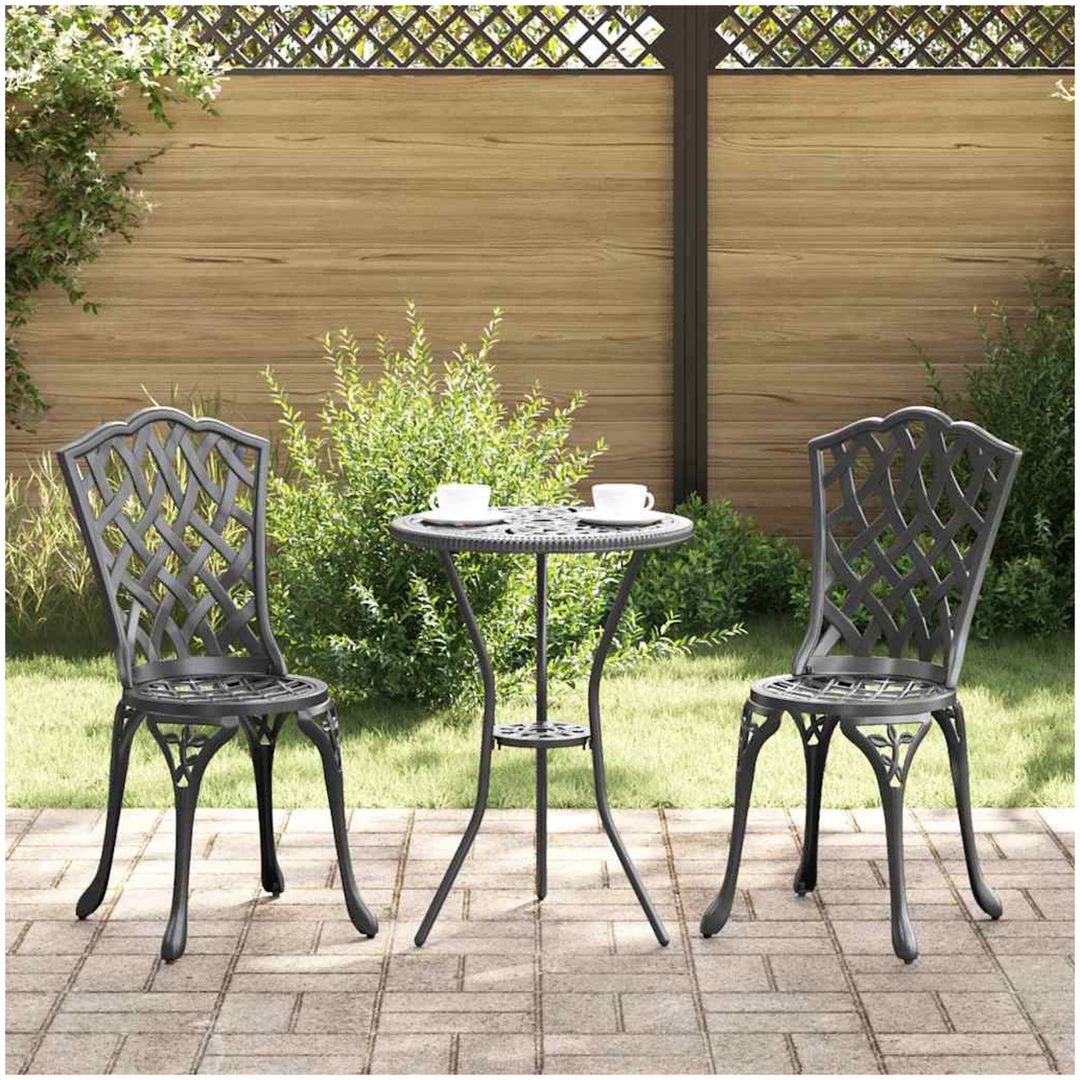 3-delars Trädgårdsbistro Set Svart Gjutjärn vidaXL 53 x 53 x 70.5 cm, 39 x 40 x 87 cm