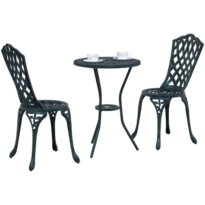 3-delars trädgårdsbistroset grön gjutjärn vidaXL 53 x 53 x 70.5 cm, 39 x 40 x 87 cm – bild 3