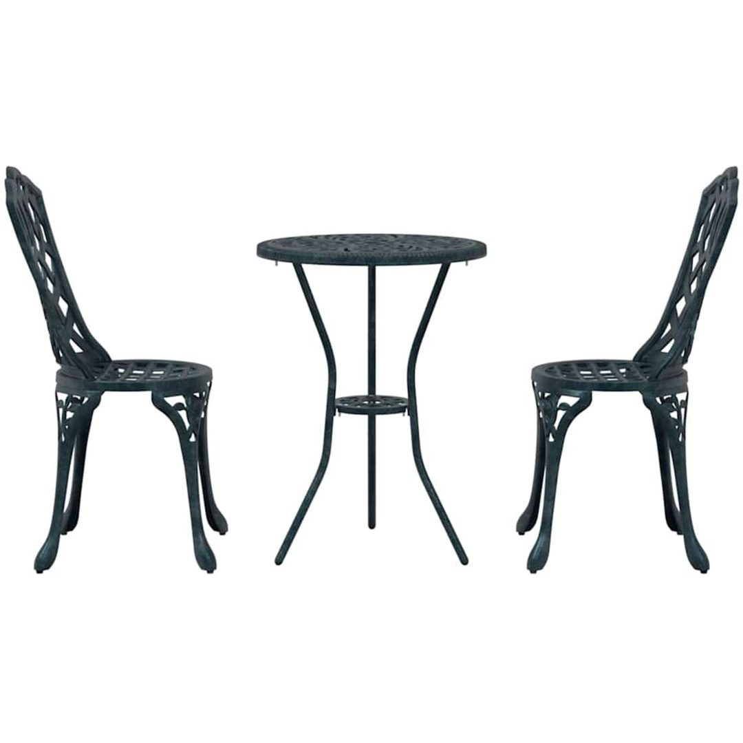 3-delars trädgårdsbistroset grön gjutjärn vidaXL 53 x 53 x 70.5 cm, 39 x 40 x 87 cm – bild 6