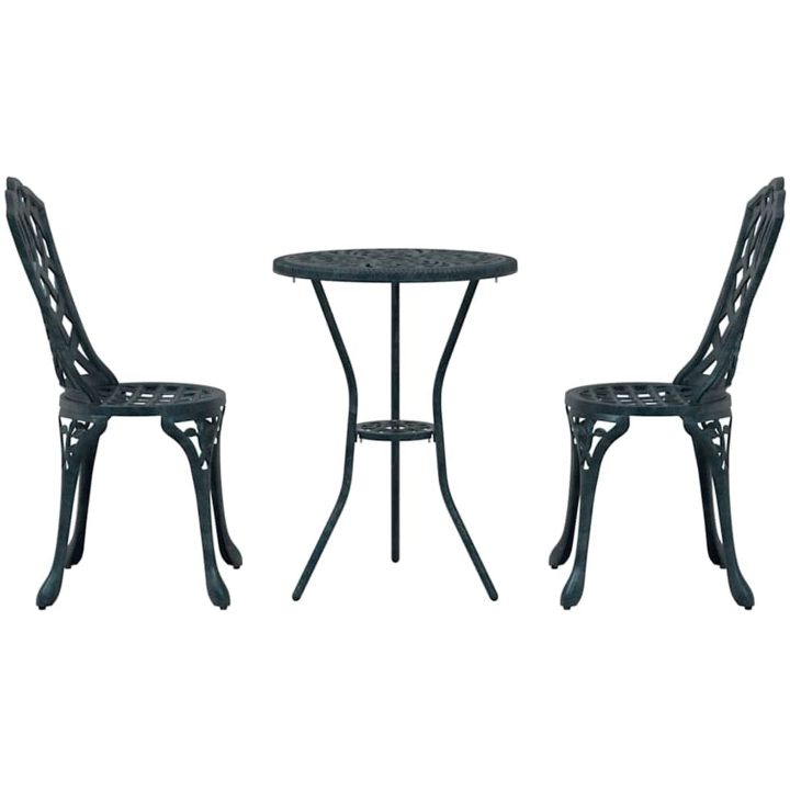 3-delars trädgårdsbistroset grön gjutjärn vidaXL 53 x 53 x 70.5 cm, 39 x 40 x 87 cm – bild 6
