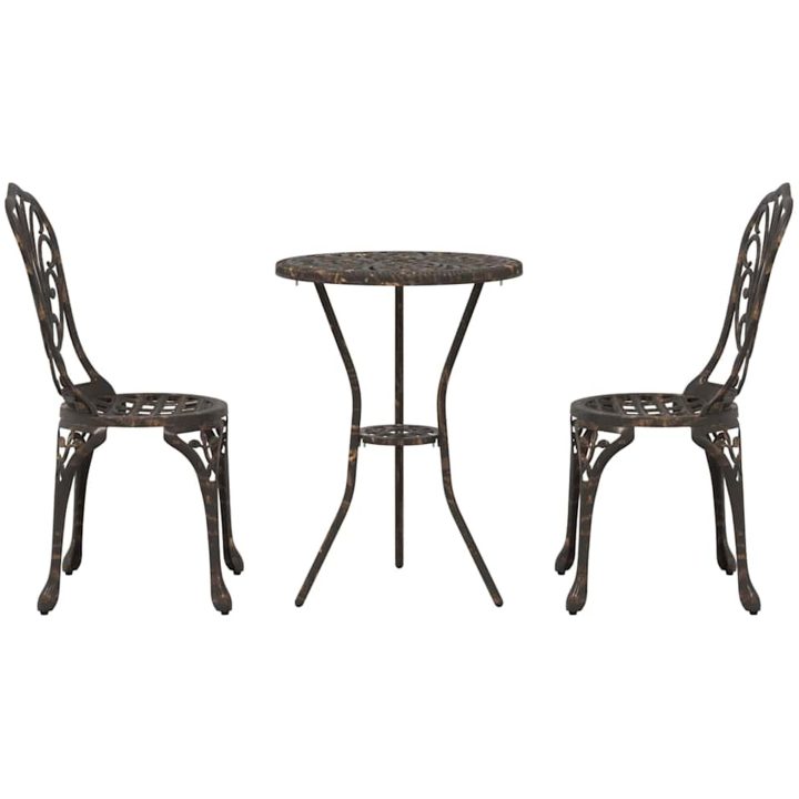 3-delars trädgårdsbistroset i bronsgjuten aluminium vidaXL 53 x 53 x 70,5 cm, 44 x 41 x 87 cm – bild 6