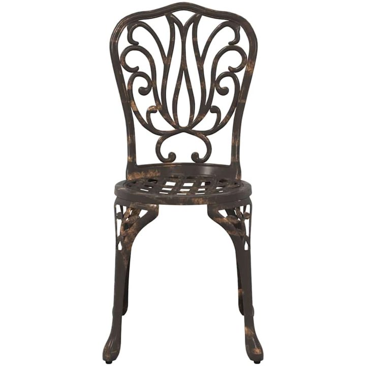 3-delars trädgårdsbistroset i bronsgjuten aluminium vidaXL 53 x 53 x 70,5 cm, 44 x 41 x 87 cm – bild 7