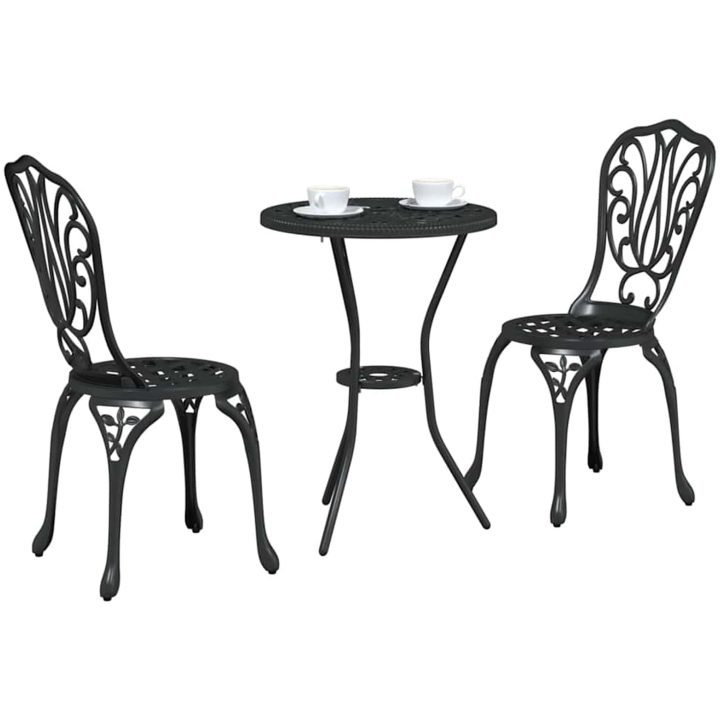 3-delars trädgårdsbistroset svart gjutjärn vidaXL 53 x 53 x 70.5 cm, 44 x 41 x 87 cm – bild 3