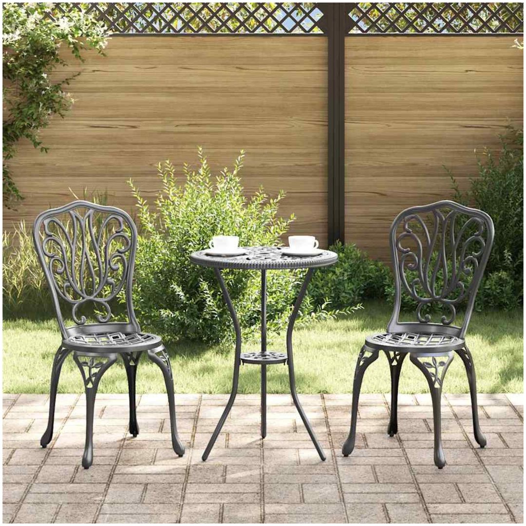 3-delars trädgårdsbistroset svart gjutjärn vidaXL 53 x 53 x 70.5 cm, 44 x 41 x 87 cm