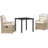 3 Delars Trädgårdsdining Set Beige Poly Rattan vidaXL 80 x 80 x 73 cm – miniatyr 2