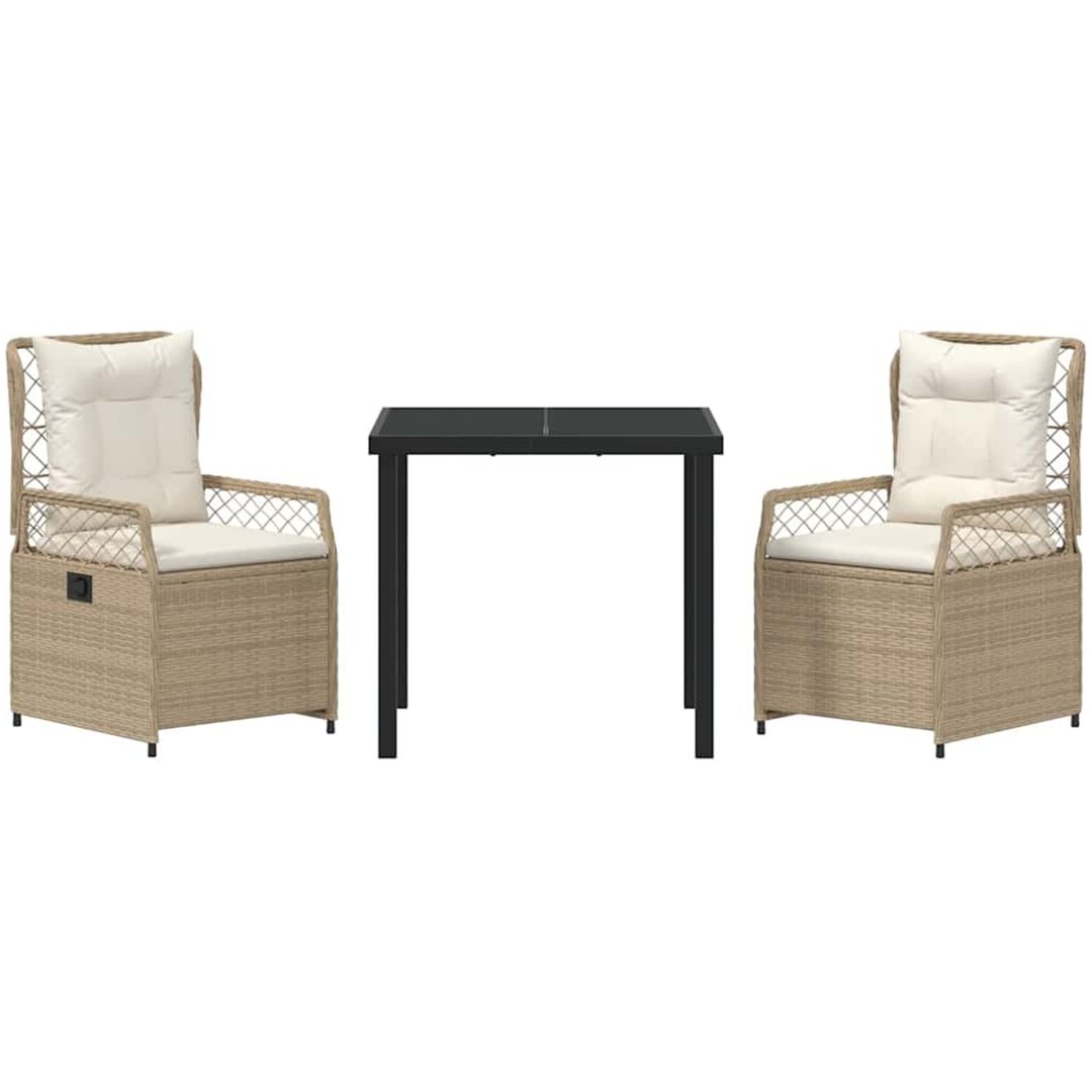 3 Delars Trädgårdsdining Set Beige Poly Rattan vidaXL 80 x 80 x 73 cm – bild 7