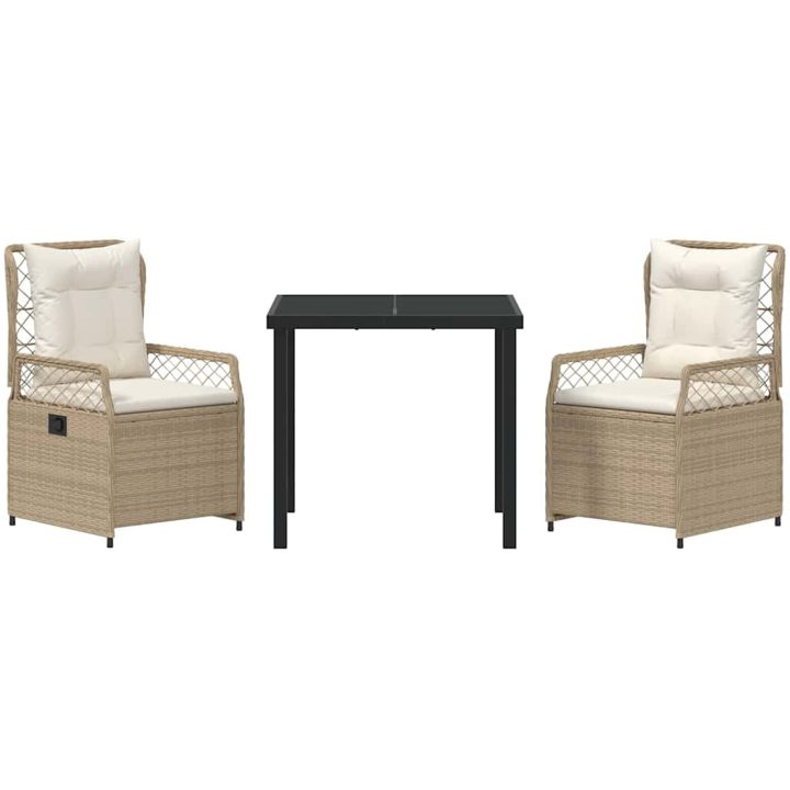 3 Delars Trädgårdsdining Set Beige Poly Rattan vidaXL 80 x 80 x 73 cm – bild 7