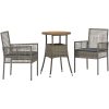 3-delars Trädgårdsdining Set Grå Poly Rattan vidaXL 60 x 60 x 75 cm – miniatyr 2
