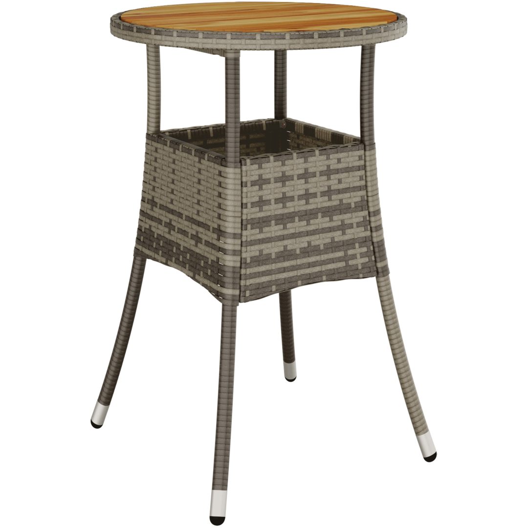 3-delars Trädgårdsdining Set Grå Poly Rattan vidaXL 60 x 60 x 75 cm – bild 5