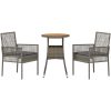 3-delars Trädgårdsdining Set Grå Poly Rattan vidaXL 60 x 60 x 75 cm – miniatyr 7