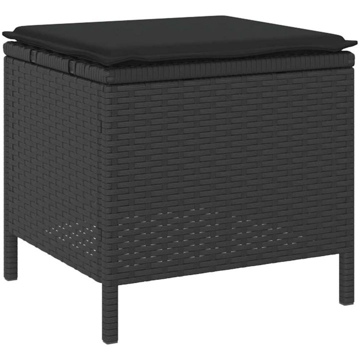 3-delars trädgårdsdining set med kuddar svart polyrotting akacia vidaXL 90 cm – bild 6