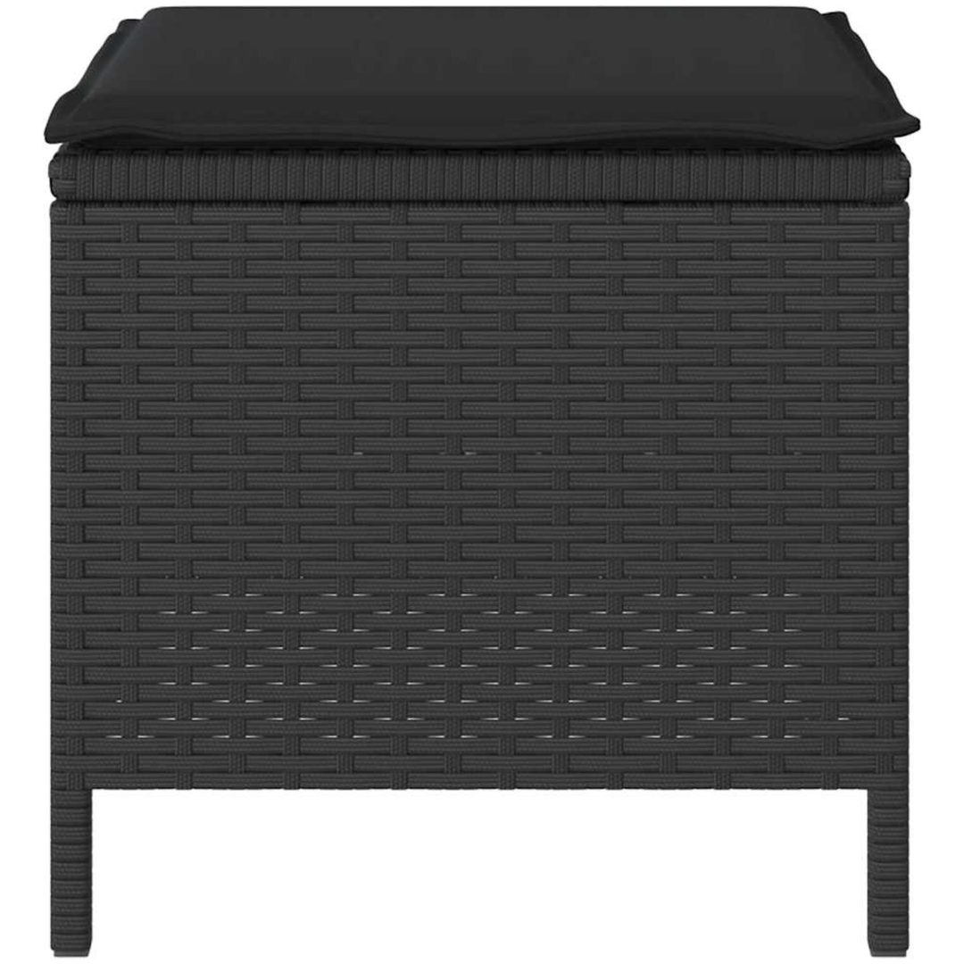 3-delars trädgårdsdining set med kuddar svart polyrotting akacia vidaXL 90 cm – bild 8