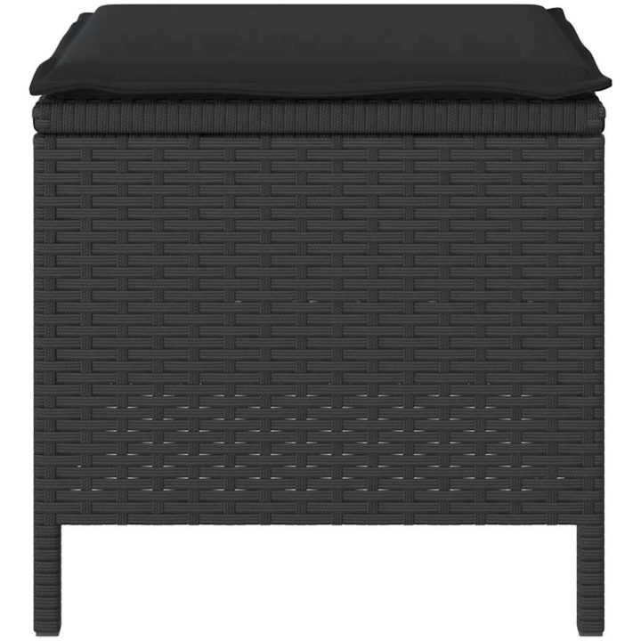 3-delars trädgårdsdining set med kuddar svart polyrotting akacia vidaXL 90 cm – bild 8