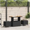3-delars trädgårdsdining set med kuddar svart polyrotting akacia vidaXL 90 cm – miniatyr 1