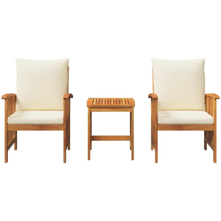 3 Delars Trädgårdslounge Set med Kuddar i Solid Akaciaträ vidaXL 45 x 45 x 50 cm, 67 x 59 x 83 cm – bild 8