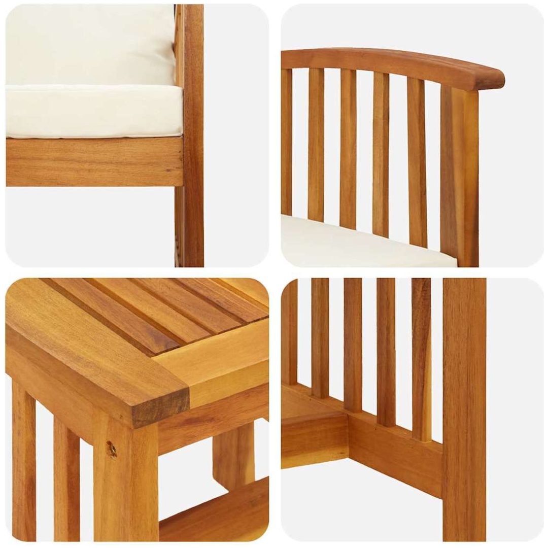 3 Delars Trädgårdslounge Set med Kuddar i Solid Akaciaträ vidaXL 45 x 45 x 50 cm, 67 x 59 x 83 cm – bild 9