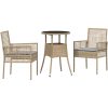 3 Delars Trädgårdsmatbord Set Beige Poly Rattan vidaXL 60 x 60 x 75 cm – miniatyr 2