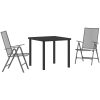 3-delars trädgårdsmatbord, set i antracit och stål. vidaXL 80 x 80 x 73 cm – miniatyr 2