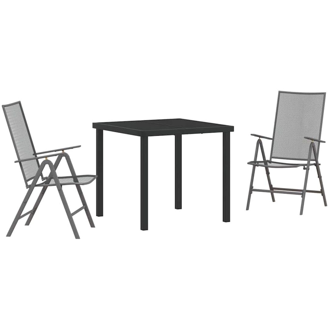 3-delars trädgårdsmatbord, set i antracit och stål. vidaXL 80 x 80 x 73 cm – bild 2
