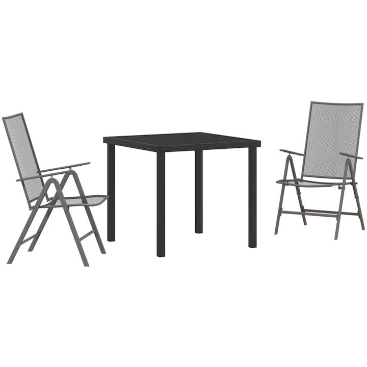 3-delars trädgårdsmatbord, set i antracit och stål. vidaXL 80 x 80 x 73 cm – bild 2