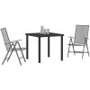 3-delars trädgårdsmatbord, set i antracit och stål. vidaXL 80 x 80 x 73 cm – miniatyr 3