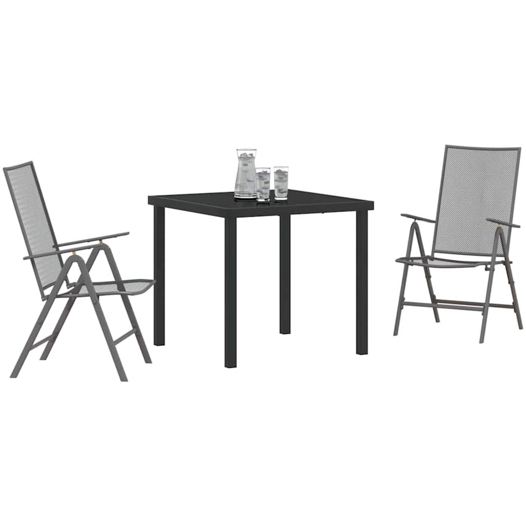 3-delars trädgårdsmatbord, set i antracit och stål. vidaXL 80 x 80 x 73 cm – bild 3