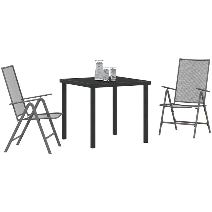 3-delars trädgårdsmatbord, set i antracit och stål. vidaXL 80 x 80 x 73 cm – bild 3