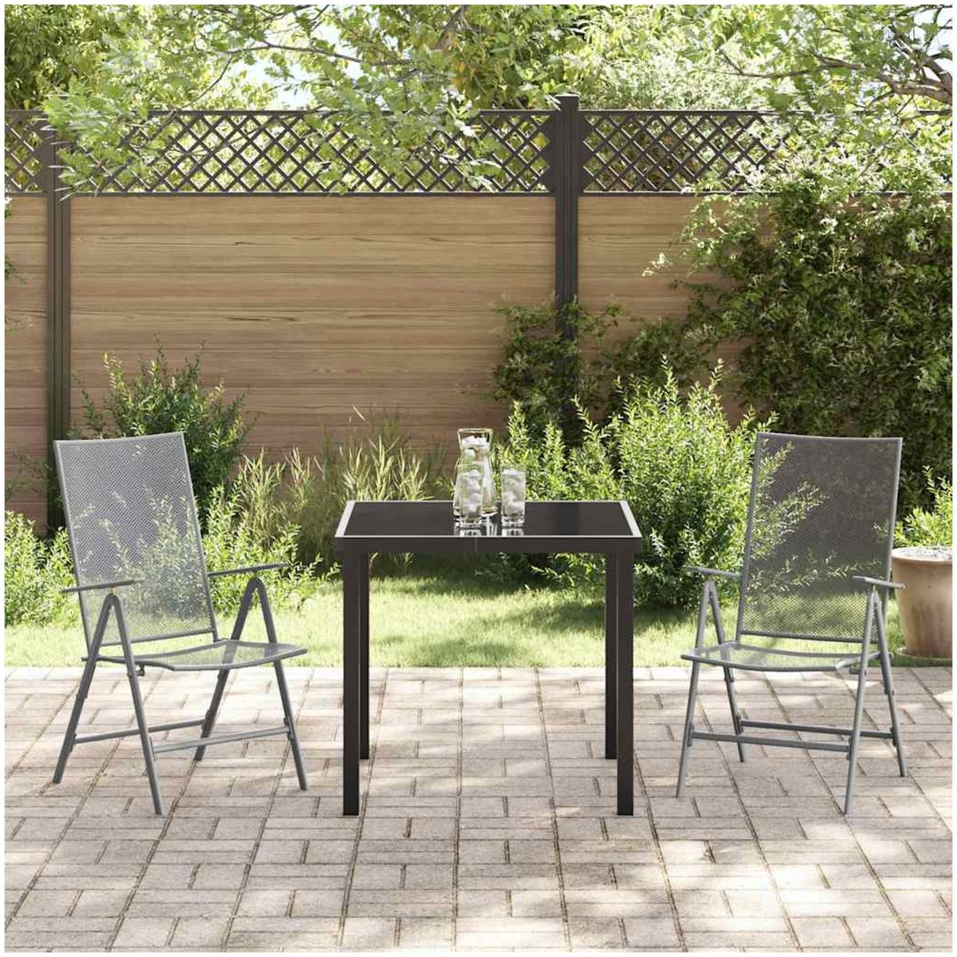 3-delars trädgårdsmatbord, set i antracit och stål. vidaXL 80 x 80 x 73 cm – bild 4