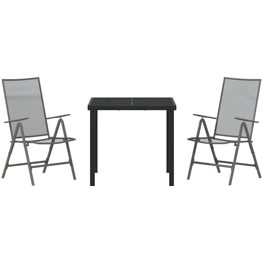 3-delars trädgårdsmatbord, set i antracit och stål. vidaXL 80 x 80 x 73 cm – bild 6