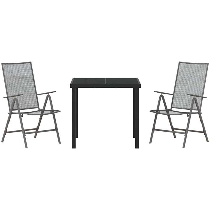 3-delars trädgårdsmatbord, set i antracit och stål. vidaXL 80 x 80 x 73 cm – bild 6