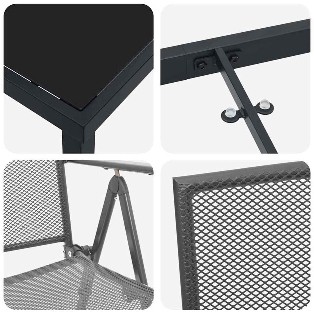 3-delars trädgårdsmatbord, set i antracit och stål. vidaXL 80 x 80 x 73 cm – bild 8