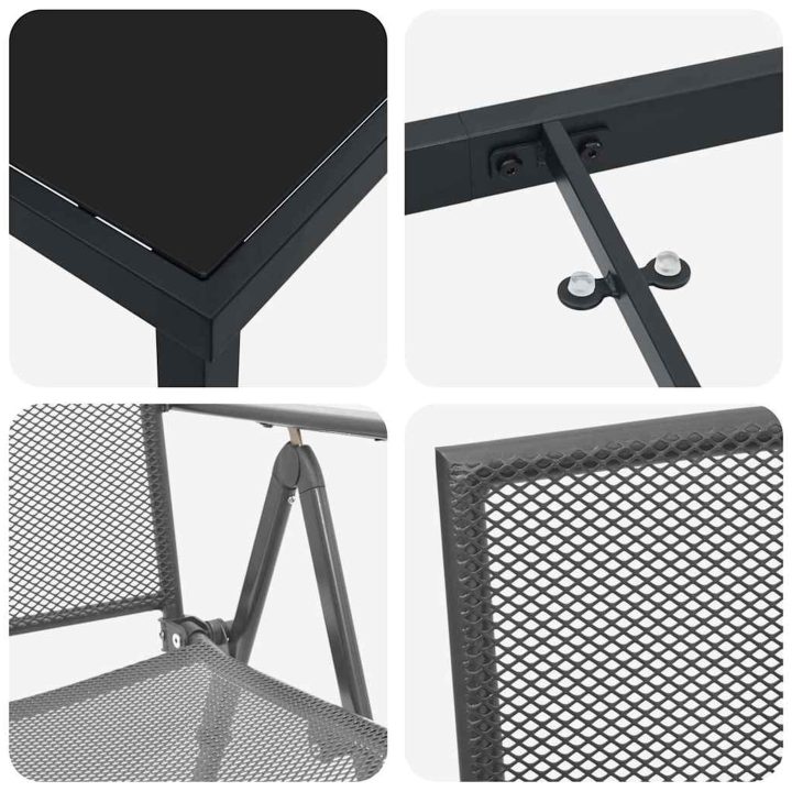 3-delars trädgårdsmatbord, set i antracit och stål. vidaXL 80 x 80 x 73 cm – bild 8
